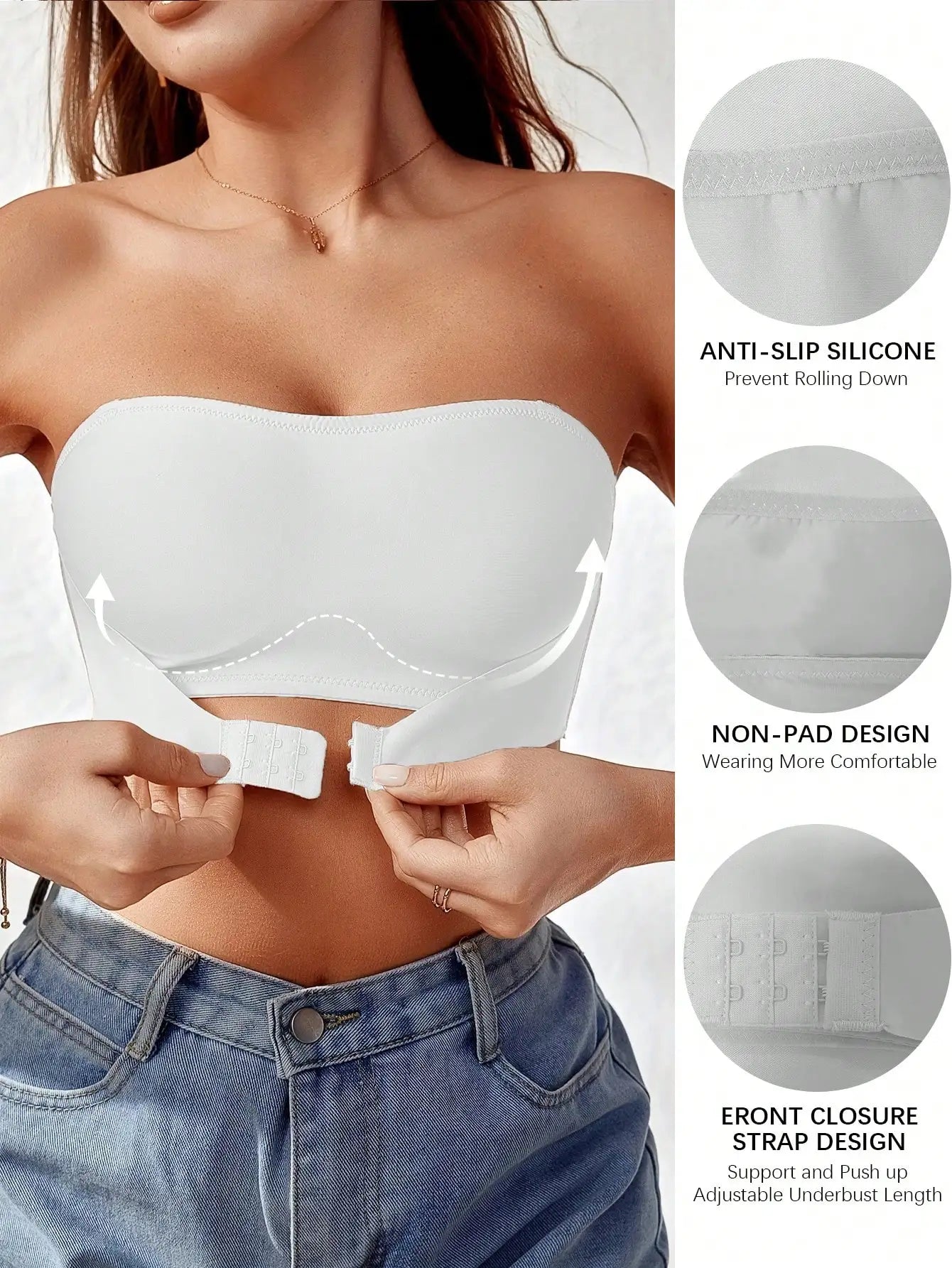 Women's front-button strapless lingerie