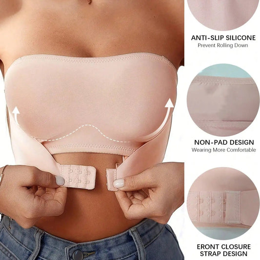 Women's front-button strapless lingerie